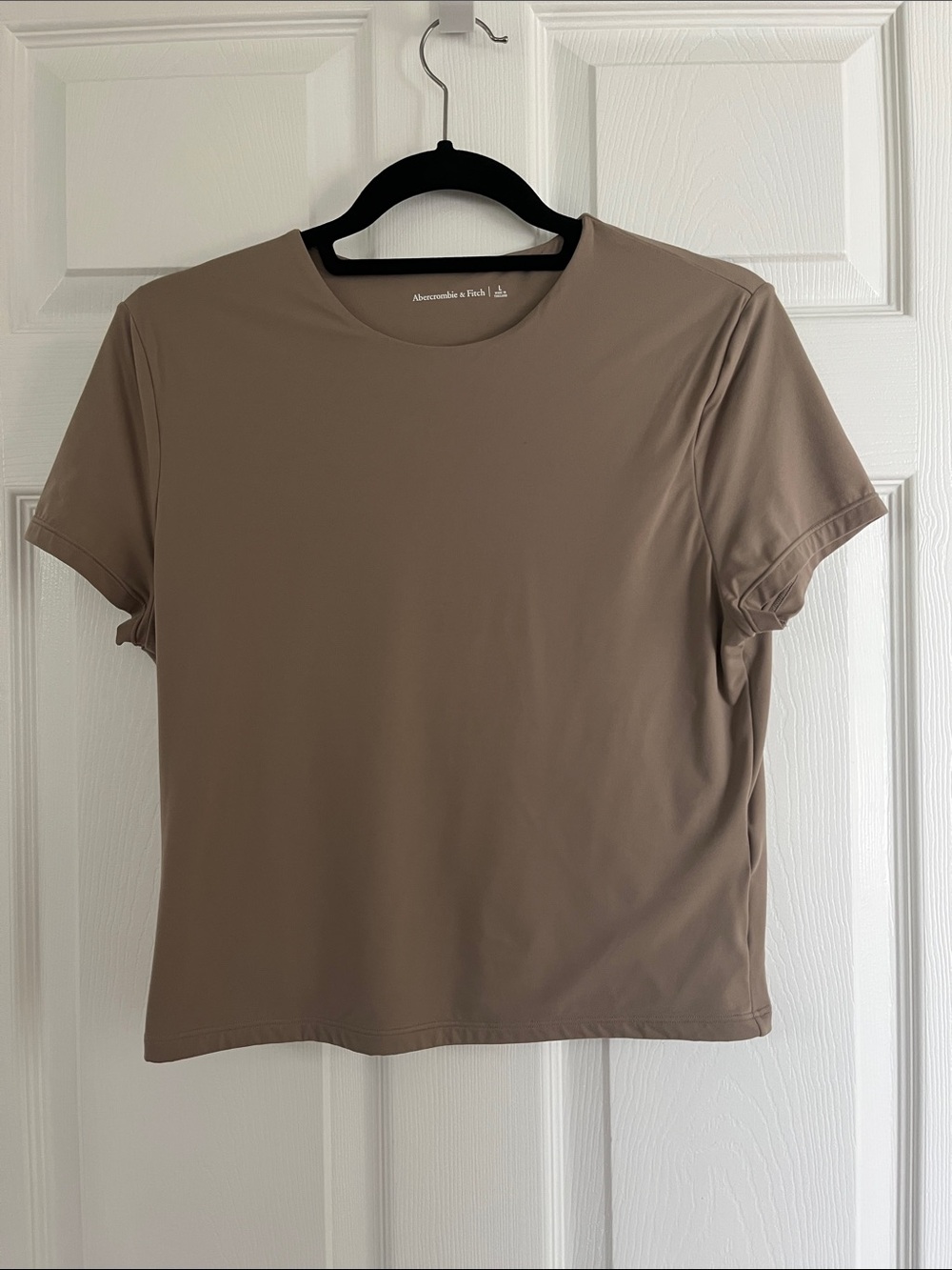 Abercrombie & Fitch Short Sleeve Double Lined Stretch Crew Tee in Taupe